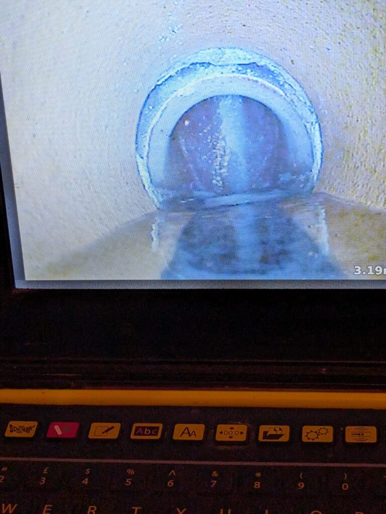 CCT drain survey image of displaced drain